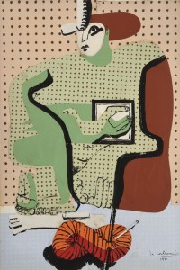 Femme lisant 1936 Collage de papier peint Salubra et encre de Chine sur papier 37,6 x 25,4 cm Courtesy Galerie Eric Mouchet – Galerie Zlotowski © Fondation Le Corbusier, Paris, 2015 