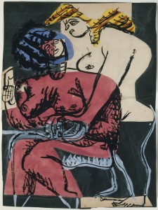 Deux Femmes 1948 Collage, gouache, encre et mine de graphite sur papier 48,5 x 36,7 cm Courtesy Galerie Eric Mouchet – Galerie Zlotowski © Fondation Le Corbusier, Paris, 2015 