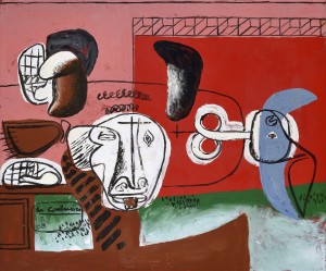 Taureau 1956 Plaque en tôle émaillée (Œuvre unique, peinte à l'émail sur tôle par Le Corbusier et cuite dans les ateliers de Jean Martin à Luynes) 46 x 55 cm Signé dans un encadré en bas à gauche : Le Corbusier / 2/56 Monogrammé et daté au dos : L-C 56 Courtesy Galerie Eric Mouchet – Galerie Zlotowski © Fondation Le Corbusier, Paris, 2015