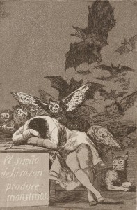 Francisco Goya Caprices 43, Sommeil de la raison engendre des monstres, 1799 Eau-forte © BnF
