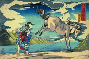 Utagawa Kuniyoshi (1797-1861), Okane, femme courageuse de la province d’?mi Vers 1831-1832. Nishiki-e, format ?ban (26,5 × 39 cm). Collection particulière. Photo : Courstesy of Gallery Beniya