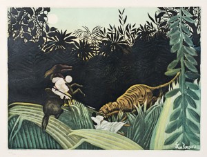 Henri Rousseau (d’apre?s), Eclaireur attaque? par un tigre aquatinte, circa 1930