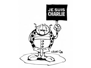 Après l'attaque perpétrée dans les locaux de "Charlie Hebdo", à Paris, le 7 janvier, nombreux sont les caricaturistes, et plus largement les dessinateurs, qui rendent hommage aux victimes avec leur crayon. Ici, la coccinelle de Gotlib endeuillée fait partie des nombreux dessins publiés sur la page dédiée au journal satirique sur le site du magazine "Fluide Glacial".
