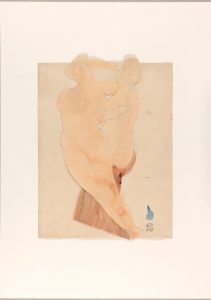 D. 05197— Deux femmes enlacées, crayon graphite et aquarelle sur deux papiers découpés et collés sur papier vélin © musée Rodin, ph. Jean de Calan