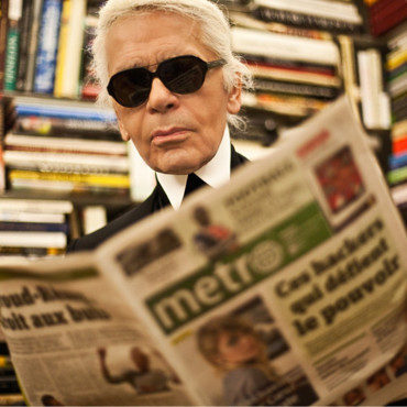 Karl Lagerfeld prend les commandes de la rédaction du quotidien Métro, le 7 février 2012