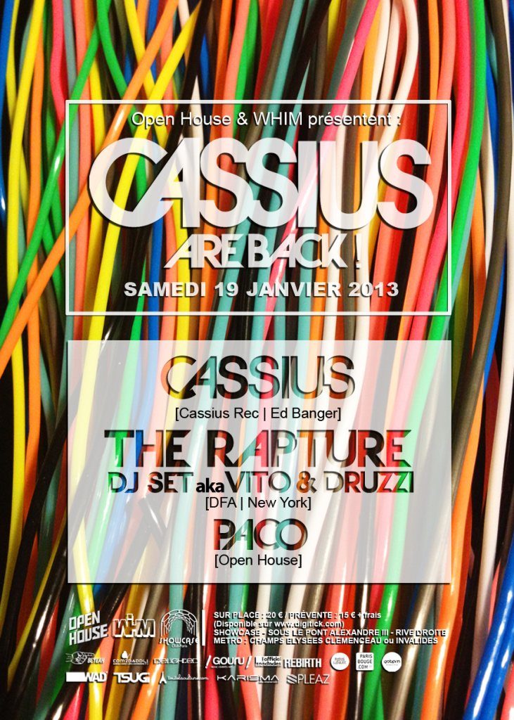 Gagnez 3×2 places pour Cassius Are Back : Cassius, The Rapture Dj set & Paco au Showcase le 19 janvier