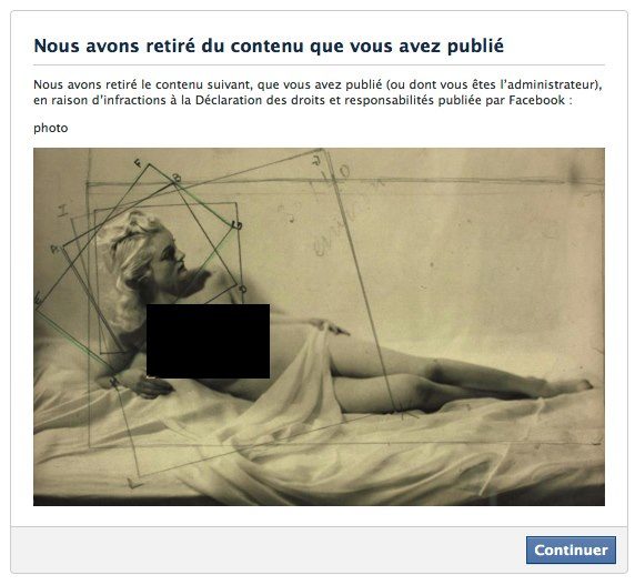 Une nouvelle photo de nu censurée par Facebook