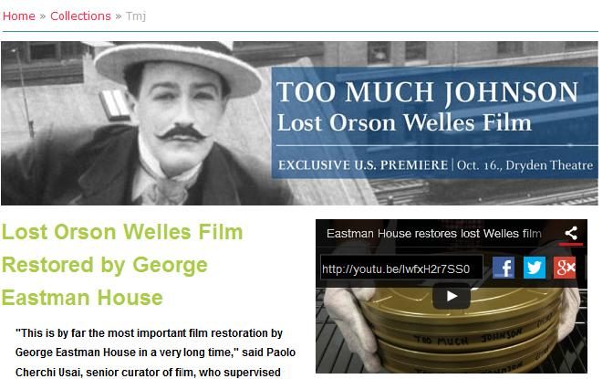 Too much Johnson : un film inédit de Orson Welles retrouvé et en cours de restauration