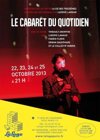 Gagnez 3×2 places pour la pièce “Le Cabaret du Quotidien” à la Loge le 23.10