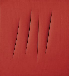 Lucio Fontana, Concetto Spaziale, Attese, 1966, peinture à l’eau sur toile, 60 x 55 cm, Courtesy Tornabuoni Art