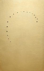 Lucio Fontana & Jef Verheyen, Le Jour, 1962, huile et perforations sur toile, 211 x 140 cm, Courtesy Tornabuoni Art