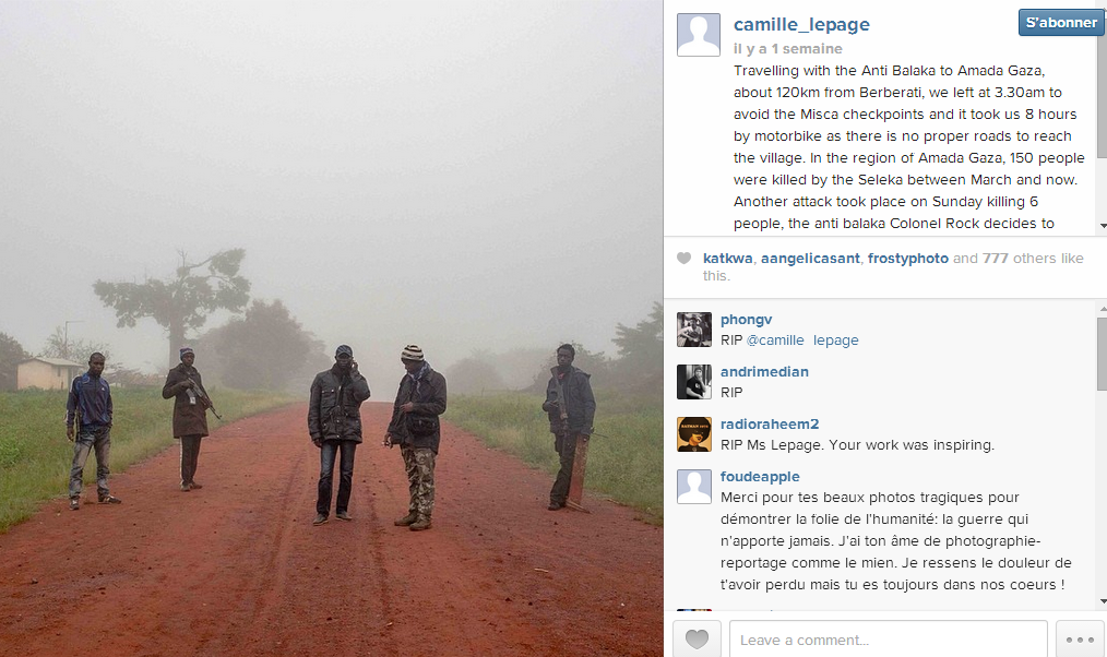 Camille Lepage, journaliste assassinée en Centrafrique