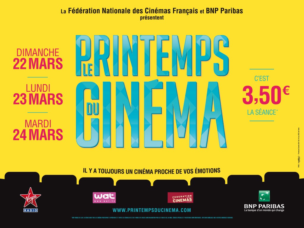 Printemps du cinéma 2015 : tarif de 3,50 € la séance du 22 au 24 mars. Programme et sélection des films à ne pas manquer.