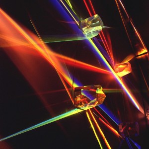 Light prisms, 1962-1965 (détail) bois, plastique, verre et méthacrylate, moteurs électriques et projecteurs lumineux. dimensions variables Courtesy Tornabuoni Art
