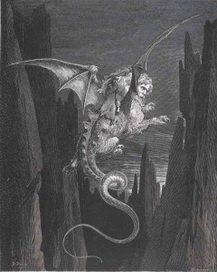 Gustave Doré L’Enfer, Alors ma terreur redoubla à l’aspect de l’abîme, 1861 Gravure sur bois © BnF