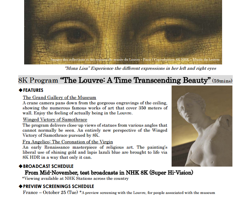 Une chaîne japonaise filme le Louvre en format 8K