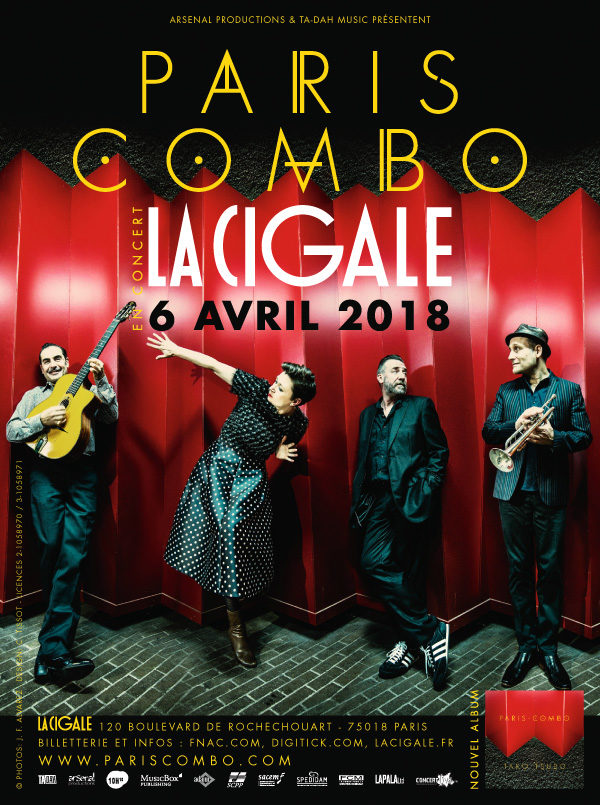 Gagnez 3×2 places pour le concert de Paris Combo à La Cigale le 6 avril