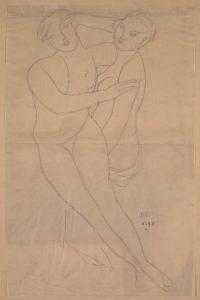 D. 06298 — Deux femmes enlacées, 1912, crayon graphite sur papier calque © musée Rodin, ph. Jean de Calan