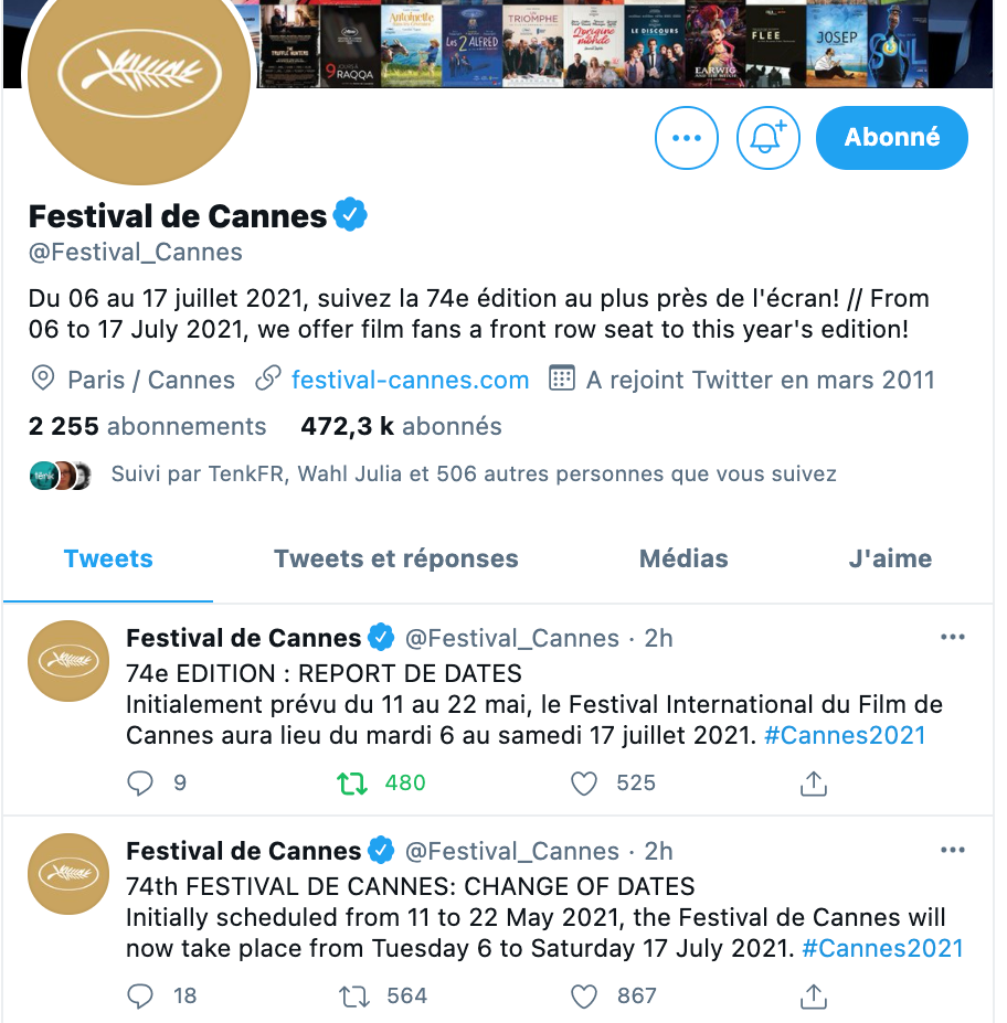 Le Festival de Cannes repousse ses dates au mois de juillet